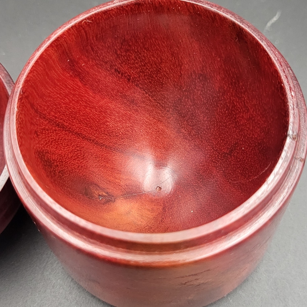 Vintage 2-Piece Hand Turned Red Colored Storage Box~Slide-on Lid - Picture 7 of 8